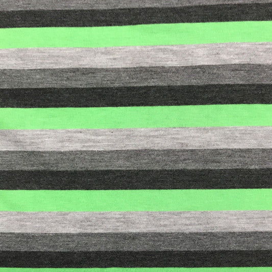 Green and Gray 1/2" Stripes on Cotton Jersey