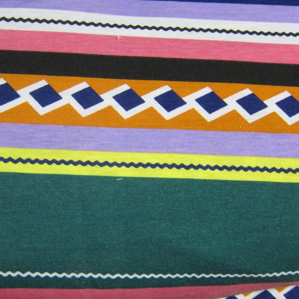 Green and Pink Aztec on Cotton/Spandex Jersey Fabric - Nature's Fabrics