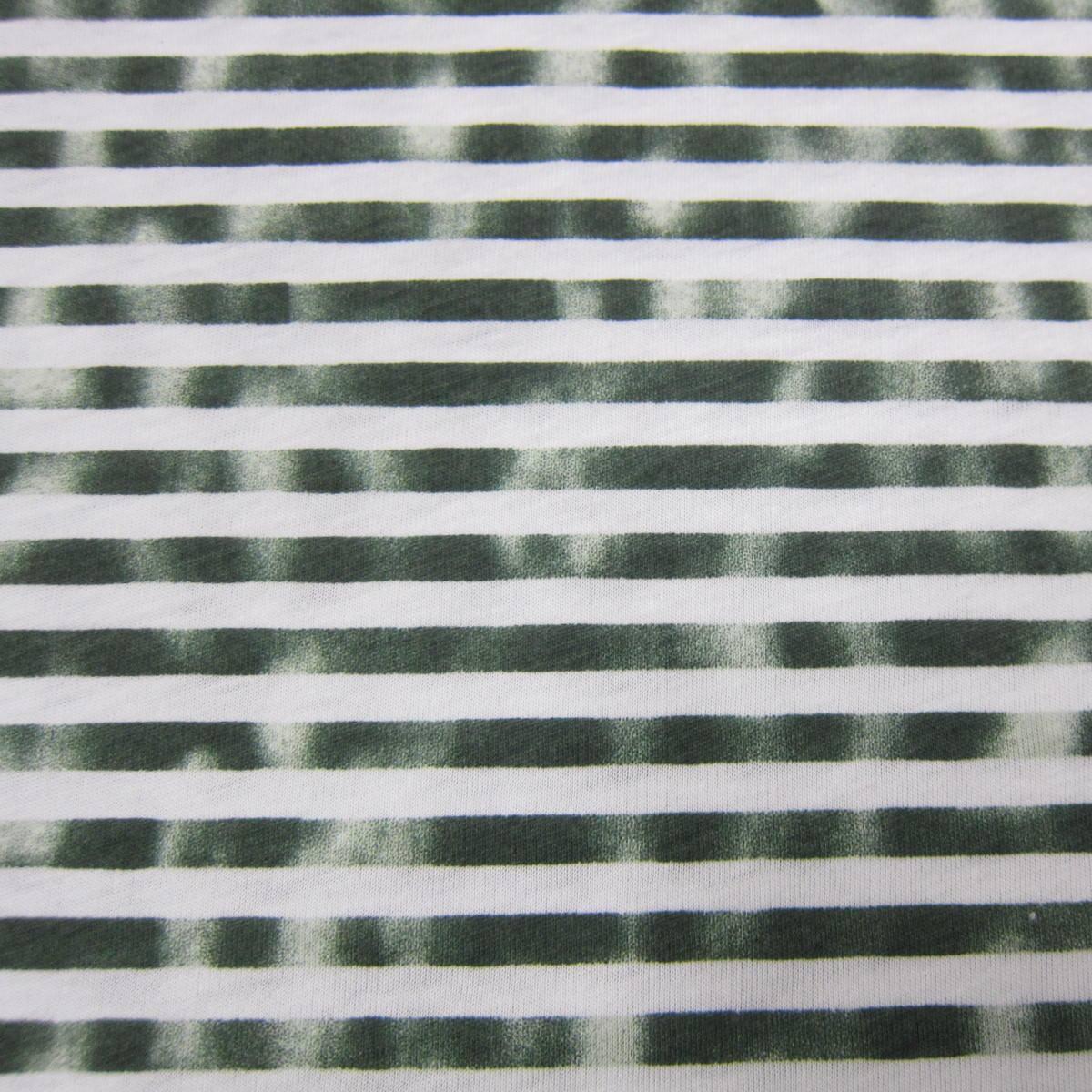 Green and White 1/4" Twinkle Stripes on Cotton Jersey Fabric - Nature's Fabrics