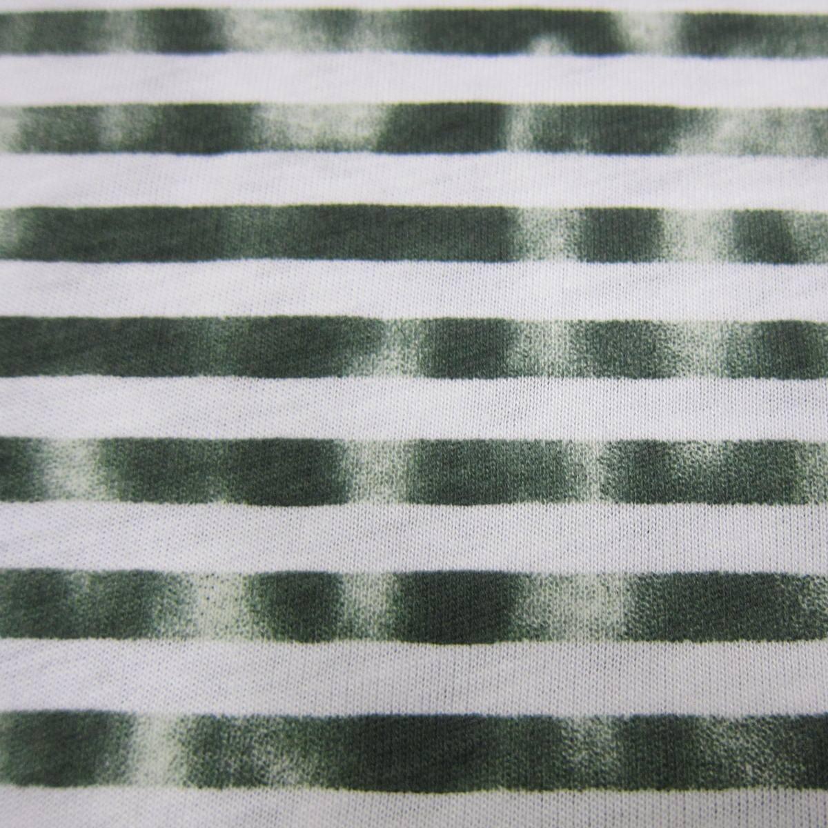 Green and White 1/4" Twinkle Stripes on Cotton Jersey Fabric - Nature's Fabrics