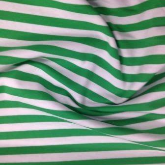 Green and White 3/8" Stripes on Cotton/Spandex Jersey Fabric - Nature's Fabrics
