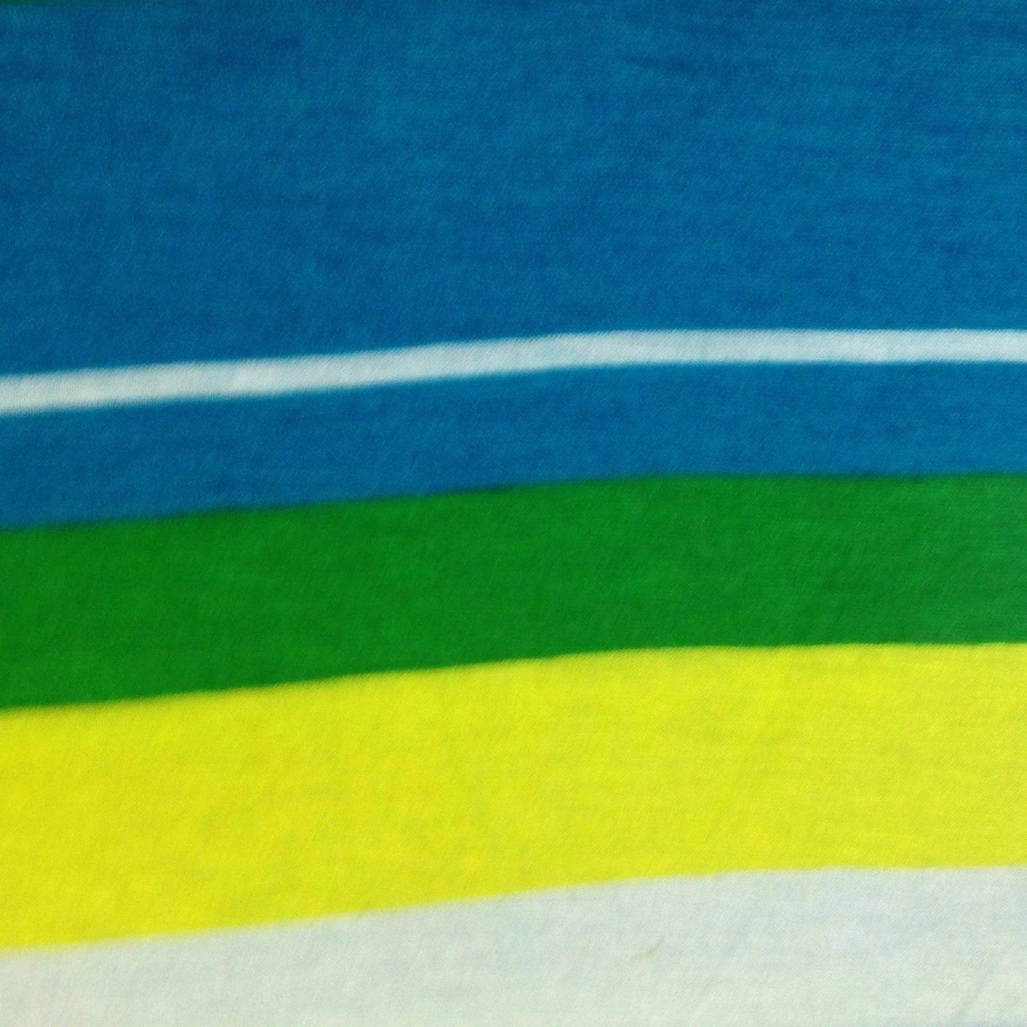 Green, Blue, Yellow and White Stripes on Cotton/Poly Jersey