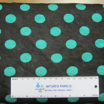 Green Dots on Black Cotton/Poly Jersey Fabric - Nature's Fabrics