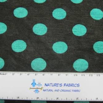 Green Dots on Black Cotton/Poly Jersey 