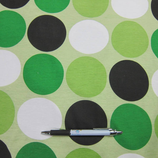 Green Dots on Green Cotton Jersey
