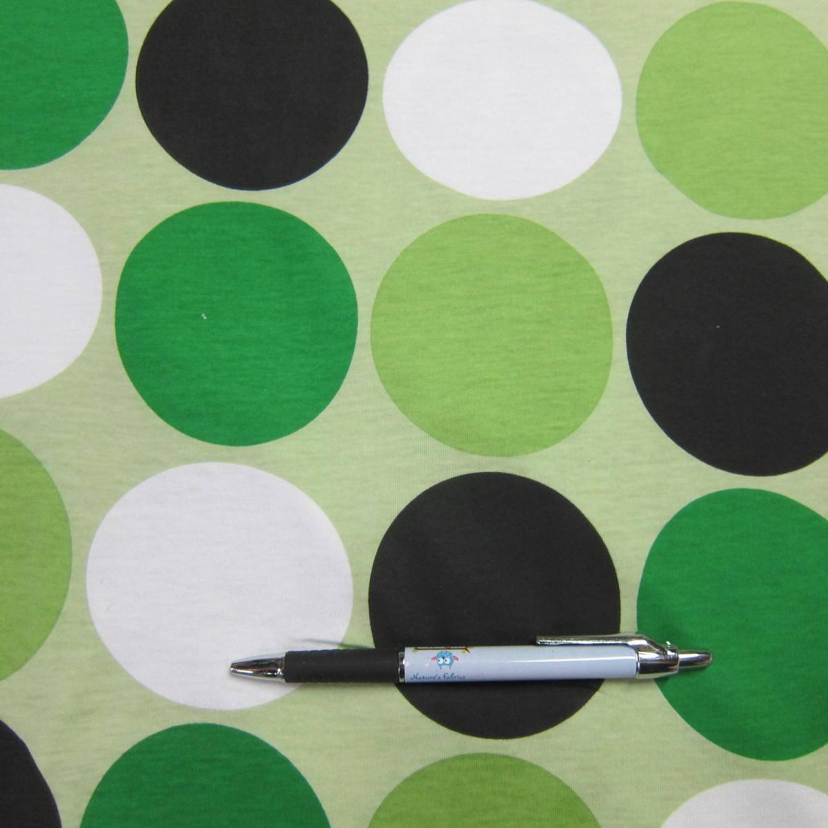 Green Dots on Green Cotton Jersey