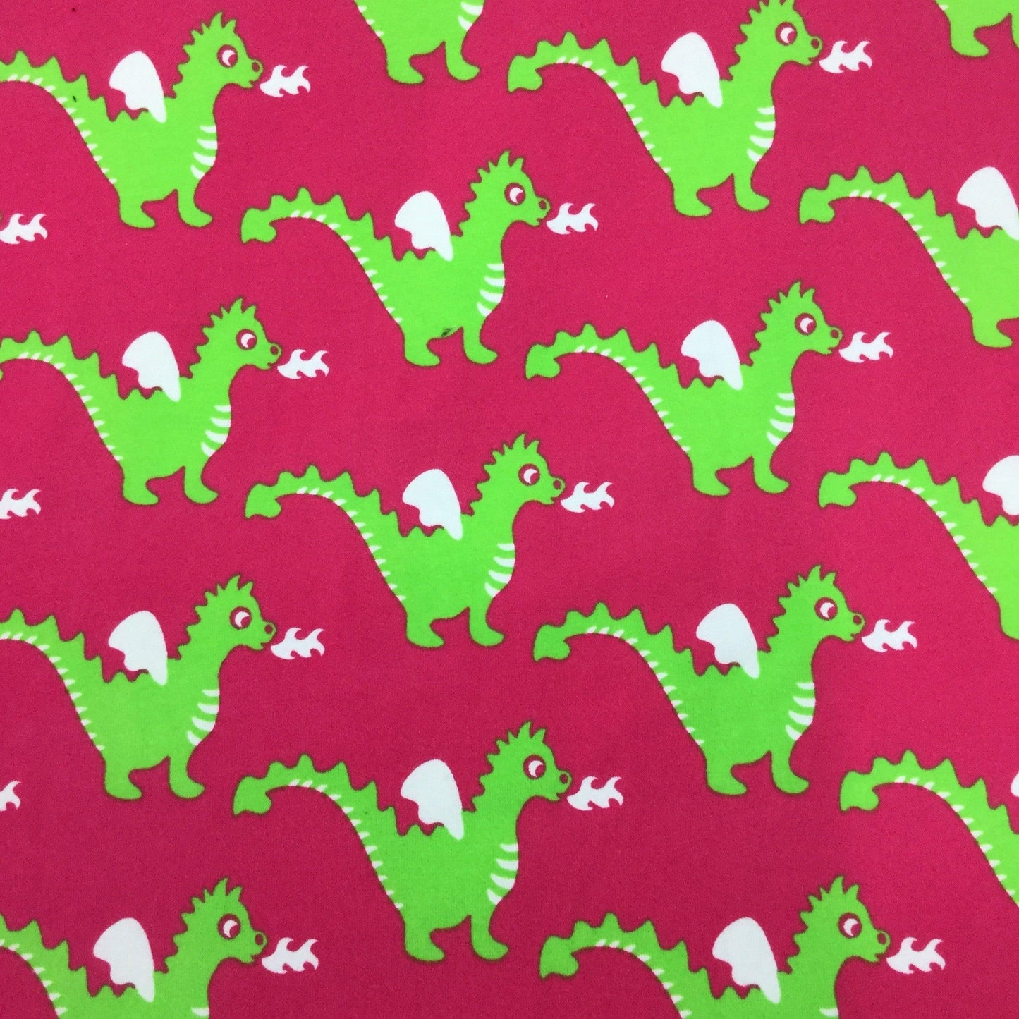 Green Dragons on Pink Organic Cotton/Spandex Jersey