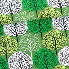 Green Trees on Green Organic Cotton/Spandex Jersey Fabric - Nature's Fabrics
