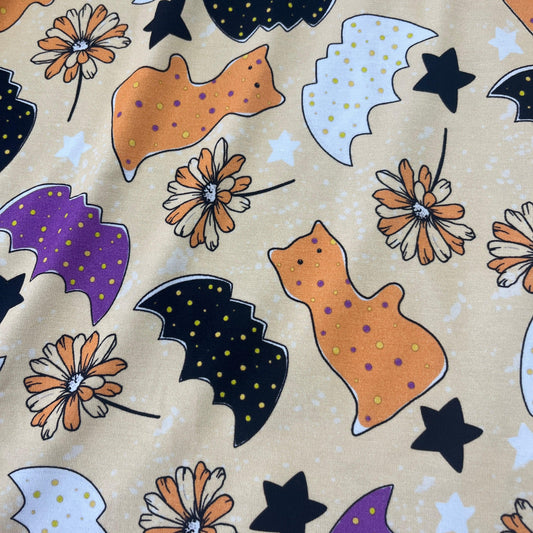 Halloween Cookies on Bamboo/Spandex Jersey Fabric - Nature's Fabrics