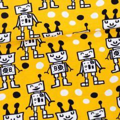 Happy Robots on Sun Organic Cotton/Spandex Jersey Fabric - Nature's Fabrics