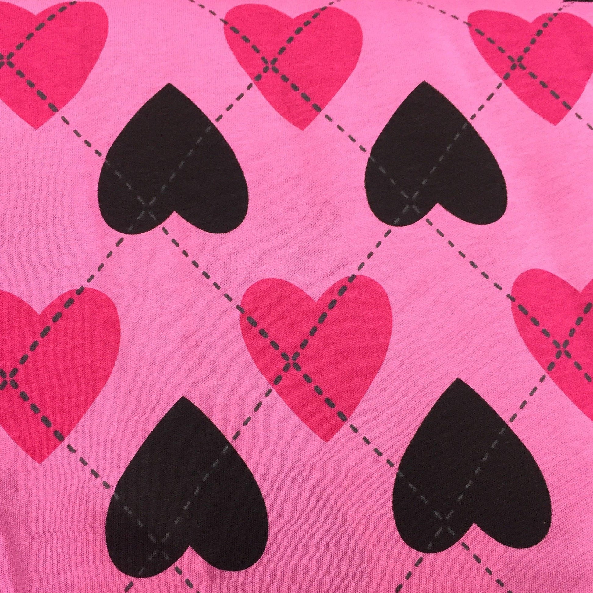 Harlequin Hearts on Pink Cotton Jersey