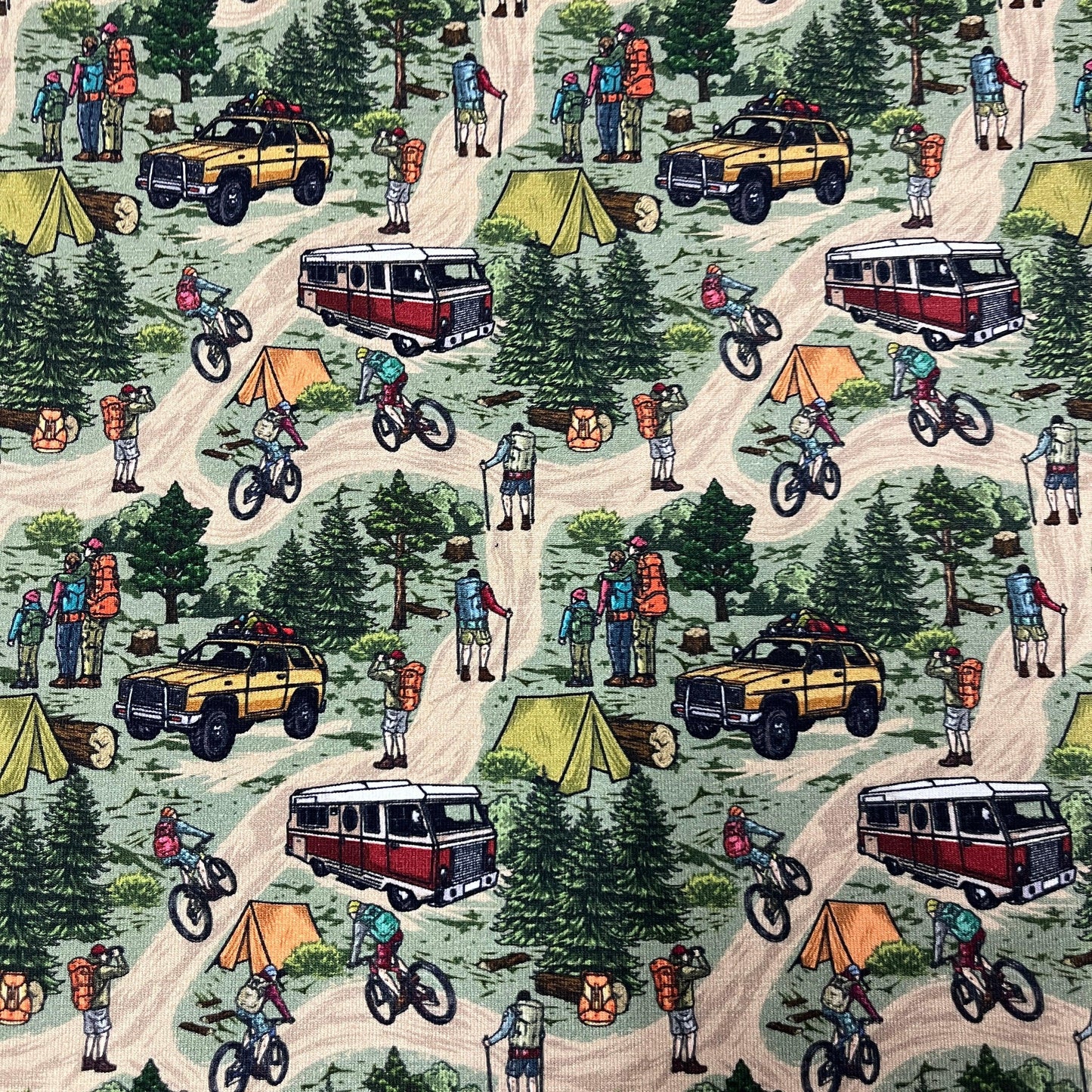 Hikers on Bamboo/Spandex Jersey Fabric - Nature's Fabrics