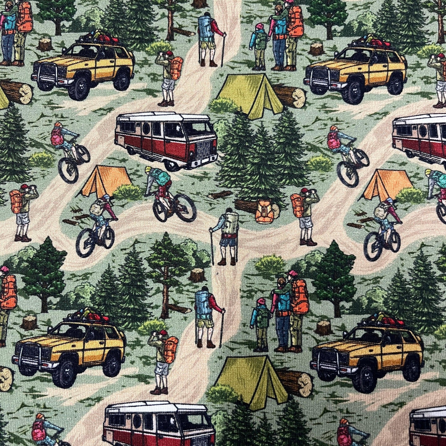 Hikers on Bamboo/Spandex Jersey Fabric - Nature's Fabrics
