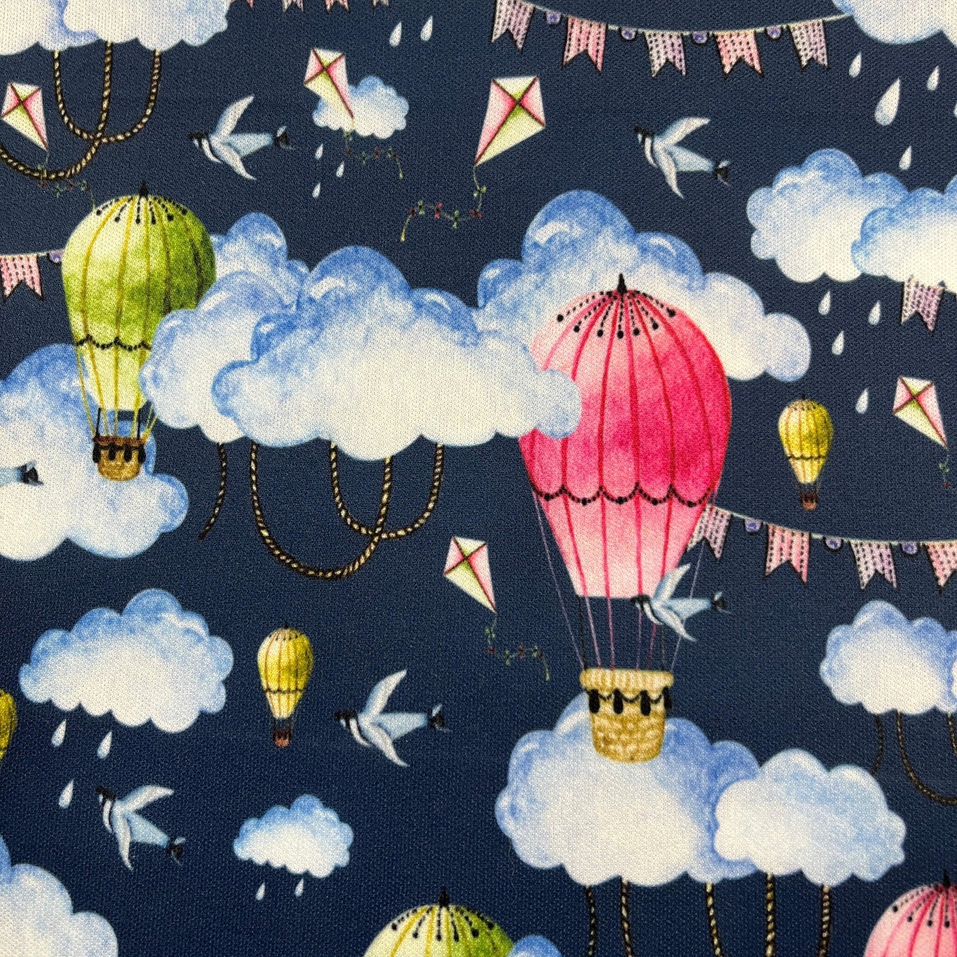 Hot Air Balloons on Navy 1 mil PUL Fabric - Made in the USA - Nature's Fabrics