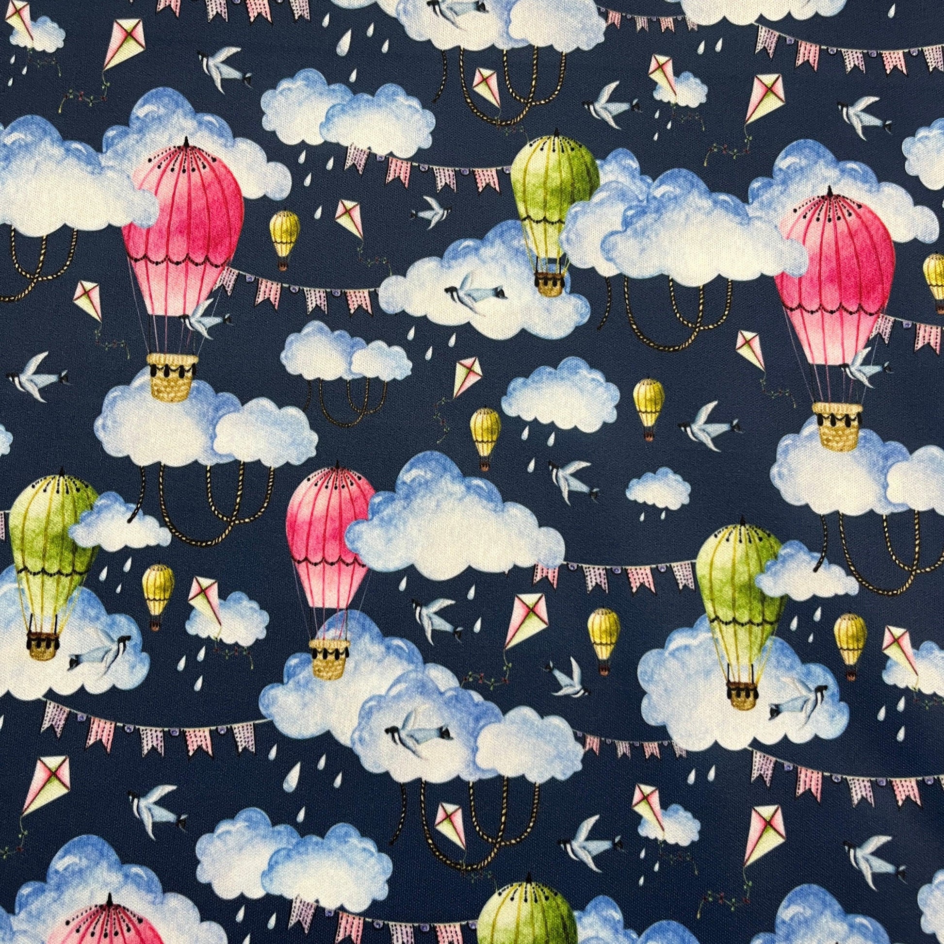 Hot Air Balloons on Navy 1 mil PUL Fabric - Made in the USA - Nature's Fabrics