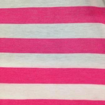 Hot Pink and White 1 1/4" Stripes on Cotton/Poly Jersey