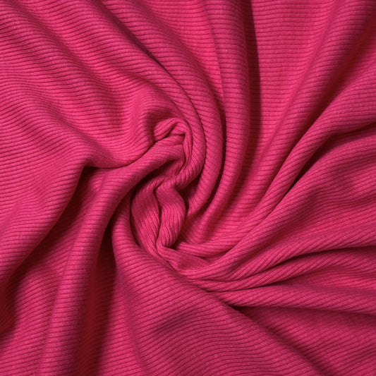 Hot Pink Cotton Rib Knit Fabric - 2x1 - Nature's Fabrics