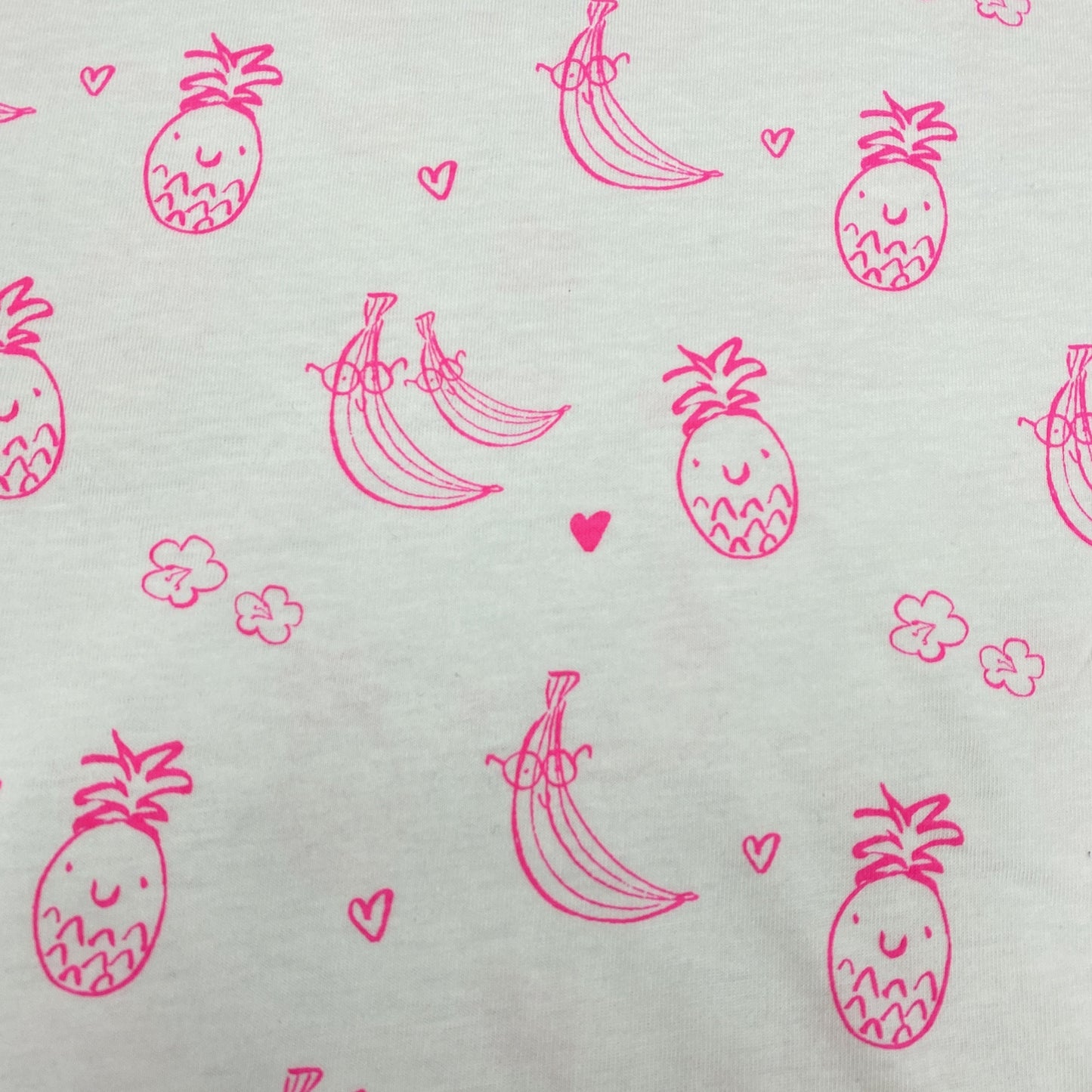 Hot Pink Tropical Fruit on Organic Cotton Jersey - Nature's Fabrics