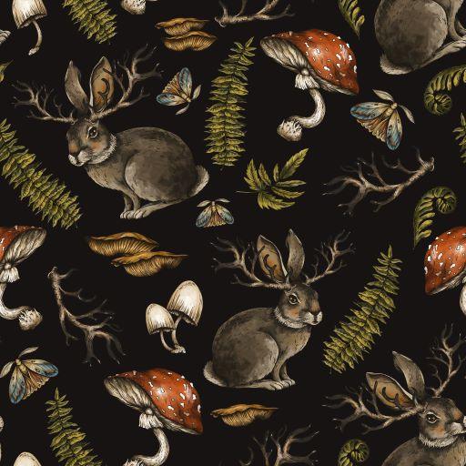 Jackalope on Bamboo/Spandex Jersey Fabric - Nature's Fabrics