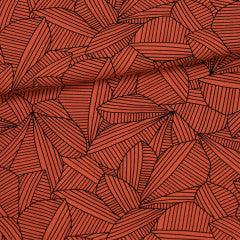Leaves on Rust Organic Cotton/Spandex Jersey Fabric - 33" piece - Nature's Fabrics