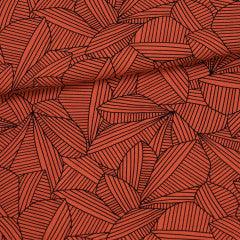 Leaves on Rust Organic Cotton/Spandex Jersey Fabric - Nature's Fabrics