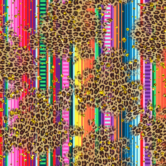 Leopard on Striped Bamboo/Spandex Jersey Fabric - Nature's Fabrics