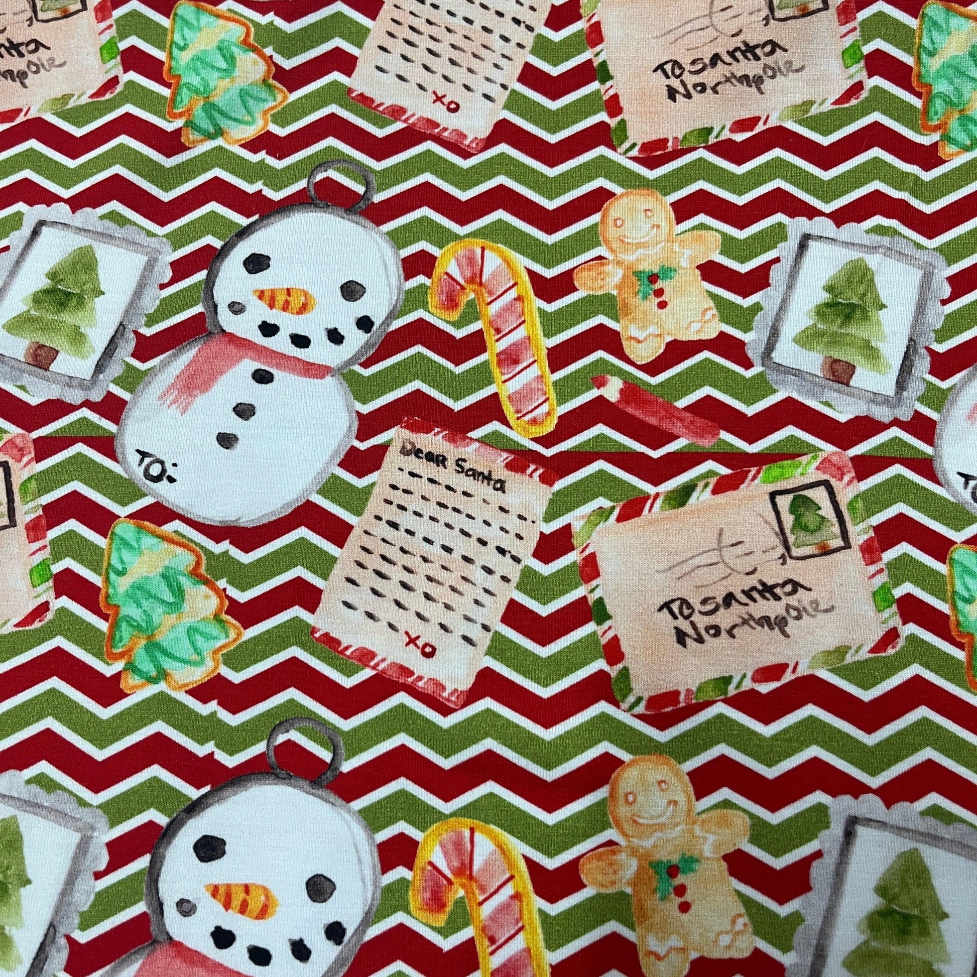 Letters to Santa on Bamboo/Spandex Jersey Fabric - Nature's Fabrics