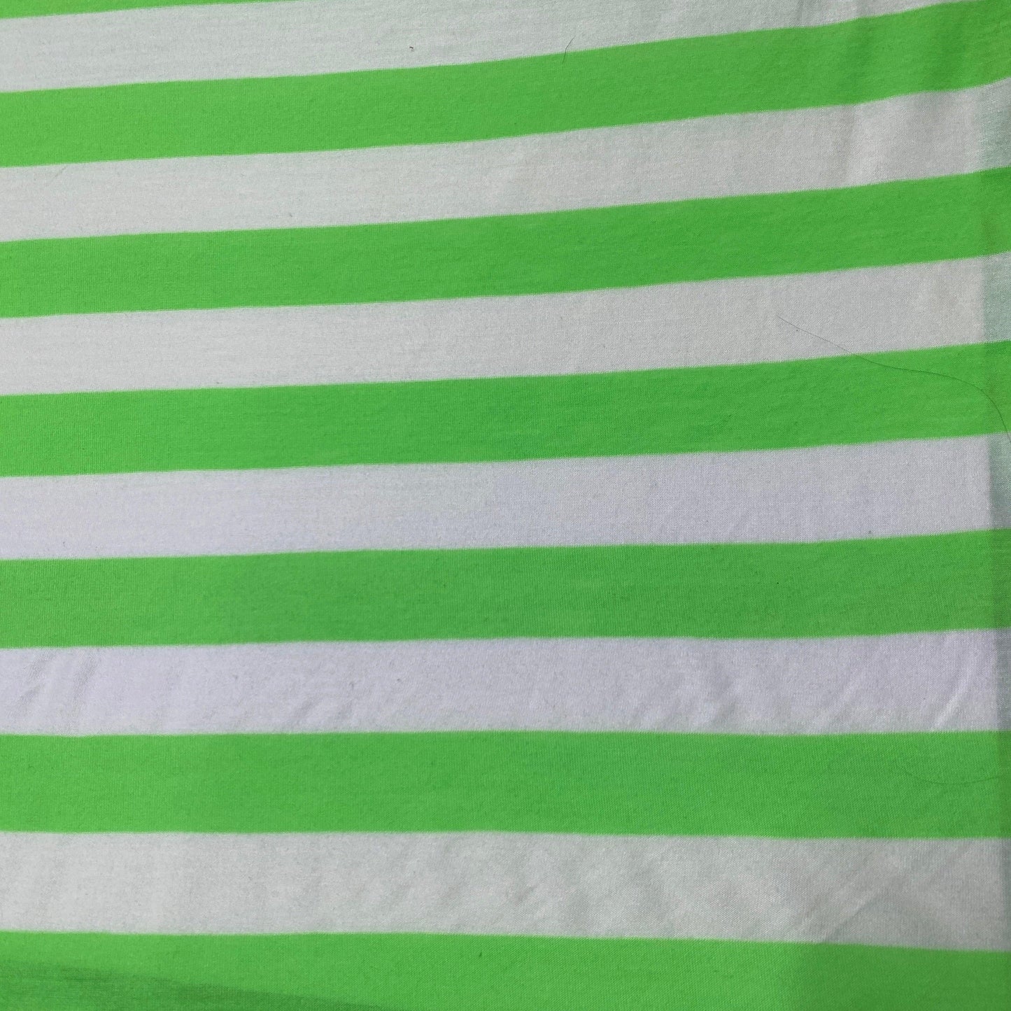 Lime and Natural 1" Stripes on Cotton/Poly Jersey Fabric - Nature's Fabrics