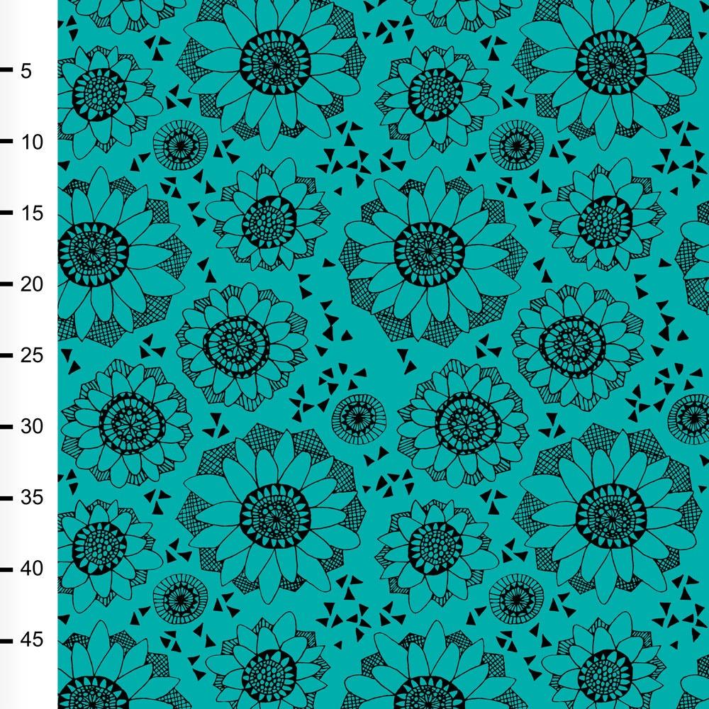 Lumme on Turquoise Organic Cotton/Spandex French Terry Fabric - Nature's Fabrics