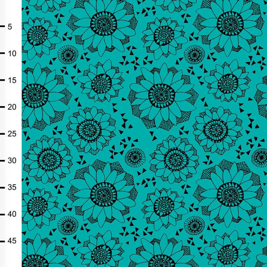 Lumme on Turquoise Organic Cotton/Spandex French Terry Fabric - Nature's Fabrics
