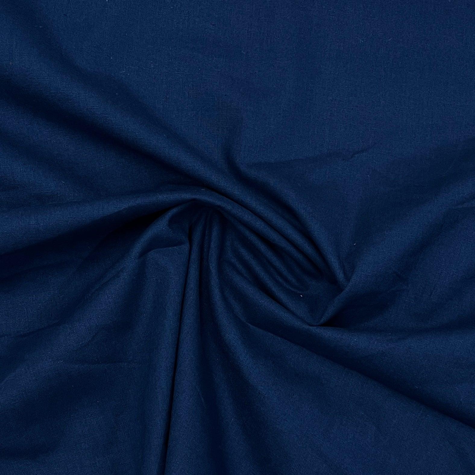 Midnight Blue Linen/Organic Cotton Woven Fabric - 210 GSM - Nature's Fabrics