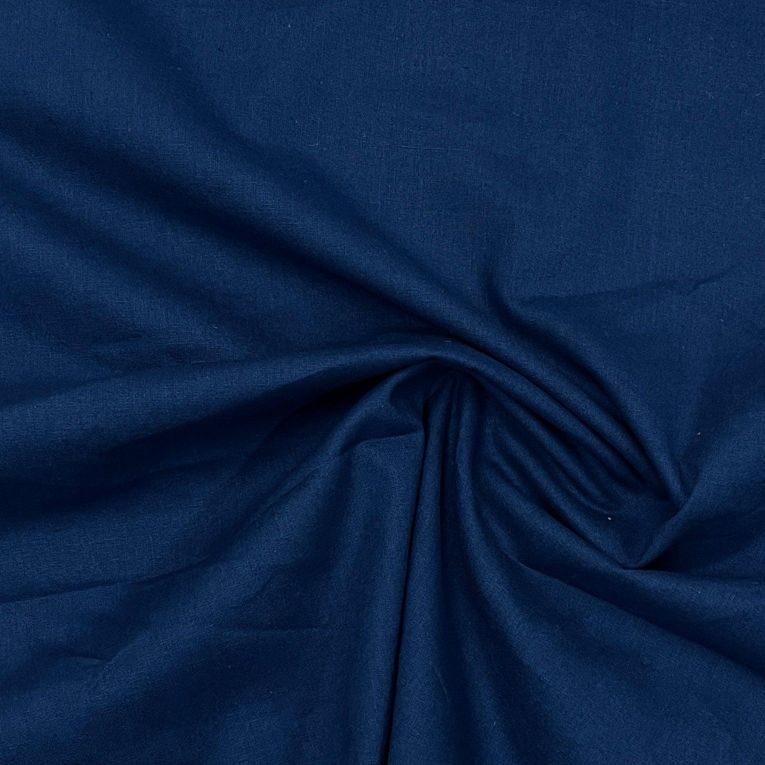 Midnight Blue Linen/Organic Cotton Woven Fabric - 210 GSM - Nature's Fabrics