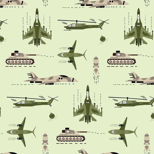 Military on Green 1 mil PUL Fabric - Made in the USA - Nature's Fabrics