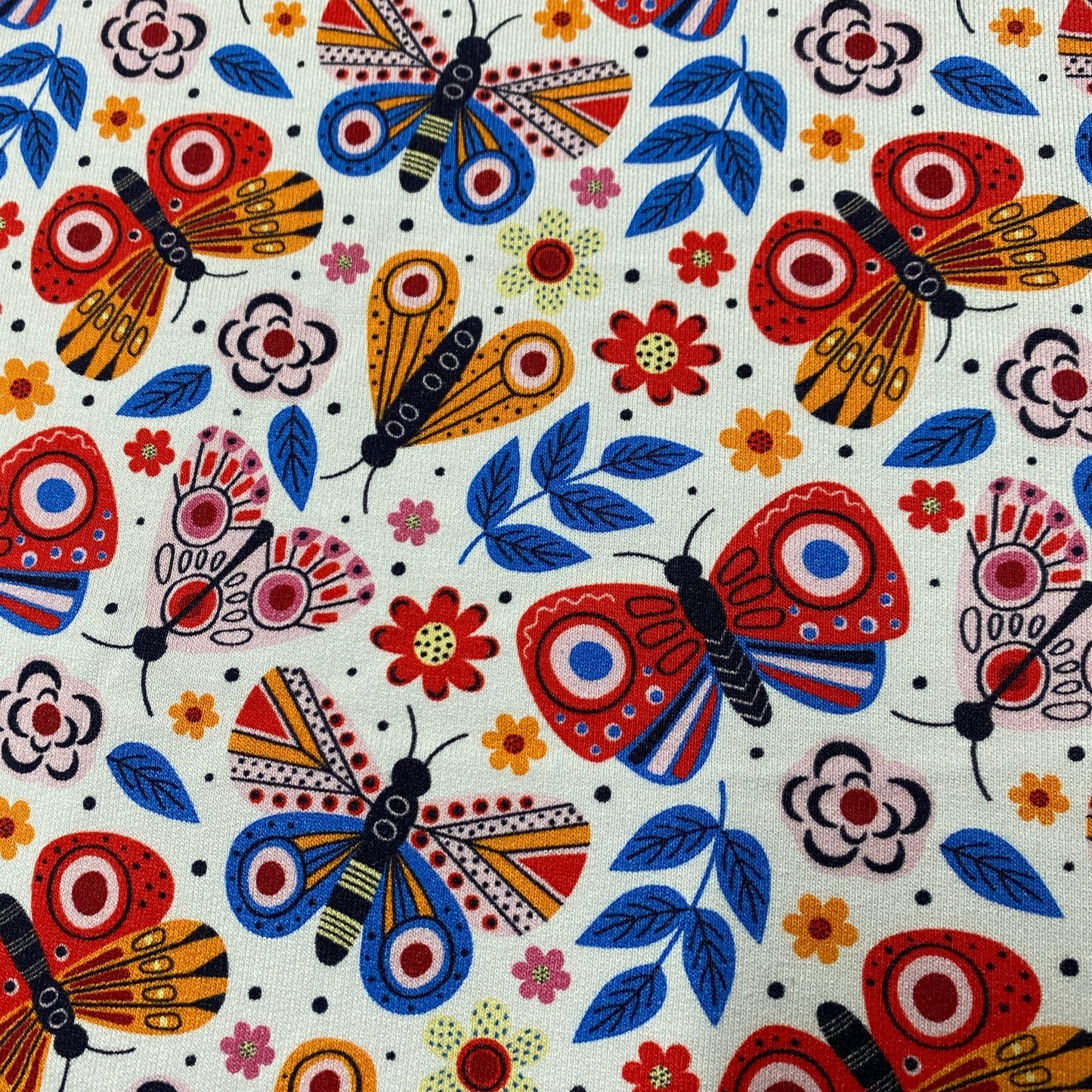 Moths in the Garden on Bamboo/Spandex Jersey Fabric - Nature's Fabrics