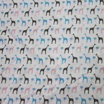 Multi Giraffes on White Cotton/Poly Jersey Fabric - Nature's Fabrics