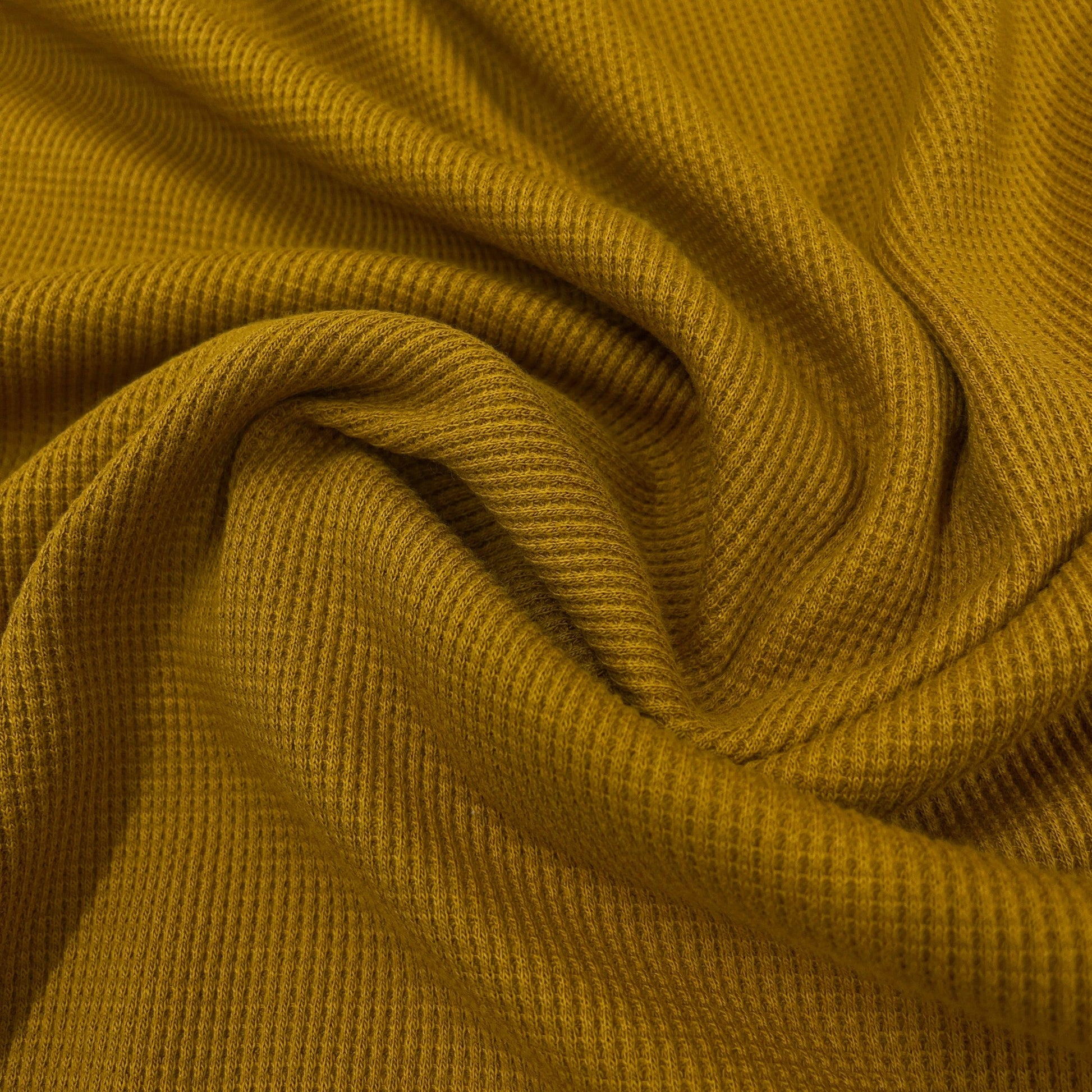 Mustard Organic Cotton Waffle Thermal Fabric - Nature's Fabrics