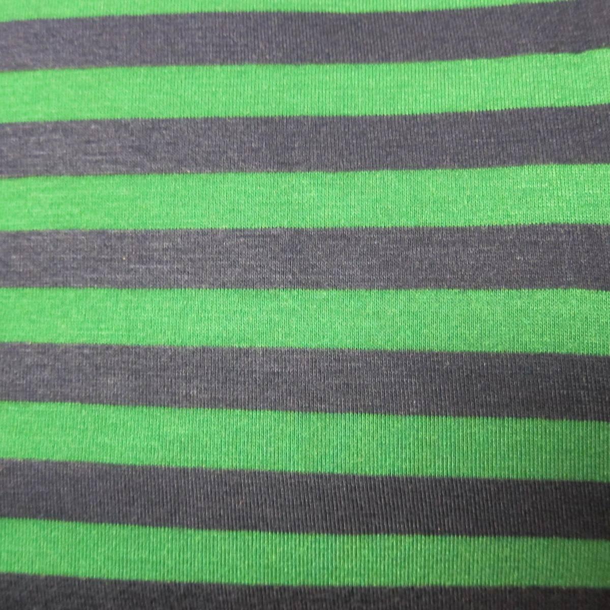 Navy and Green 3/8" Stripes on Cotton/Poly Jersey