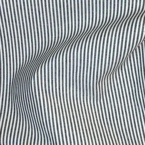 Navy and Natural Stripes Hemp Organic Cotton Canvas Fabric - Nature's Fabrics