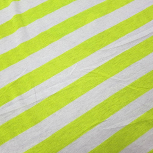 Neon and Light Yellow 1 1/4" Stripes on Cotton/Poly Jersey