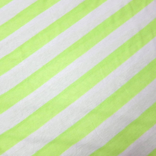 Neon Lime and White 1 1/4" Stripes on Cotton Jersey Fabric - Nature's Fabrics