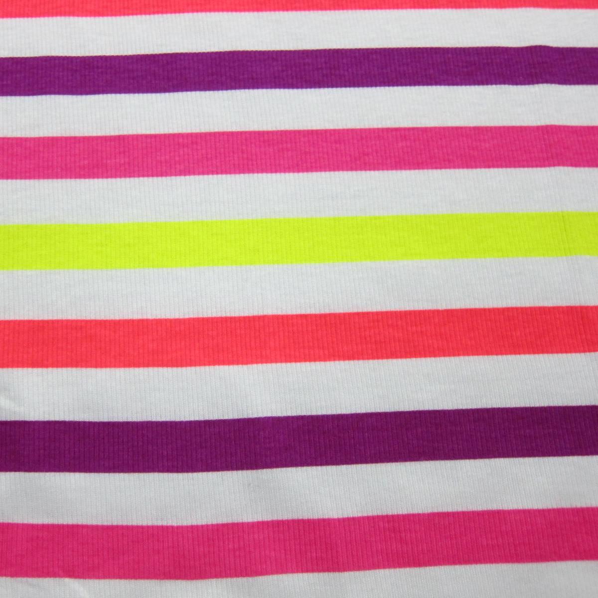 Neon Rainbow Stripe 2x2 Cotton Rib Fabric - Nature's Fabrics