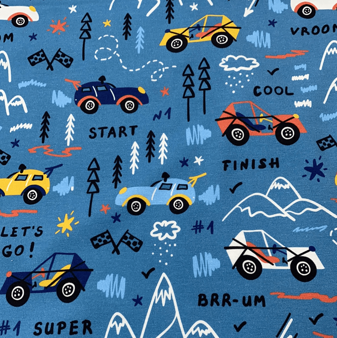 Off-Roading on Blue 1 mil PUL Fabric - Made in the USA - Nature's Fabrics