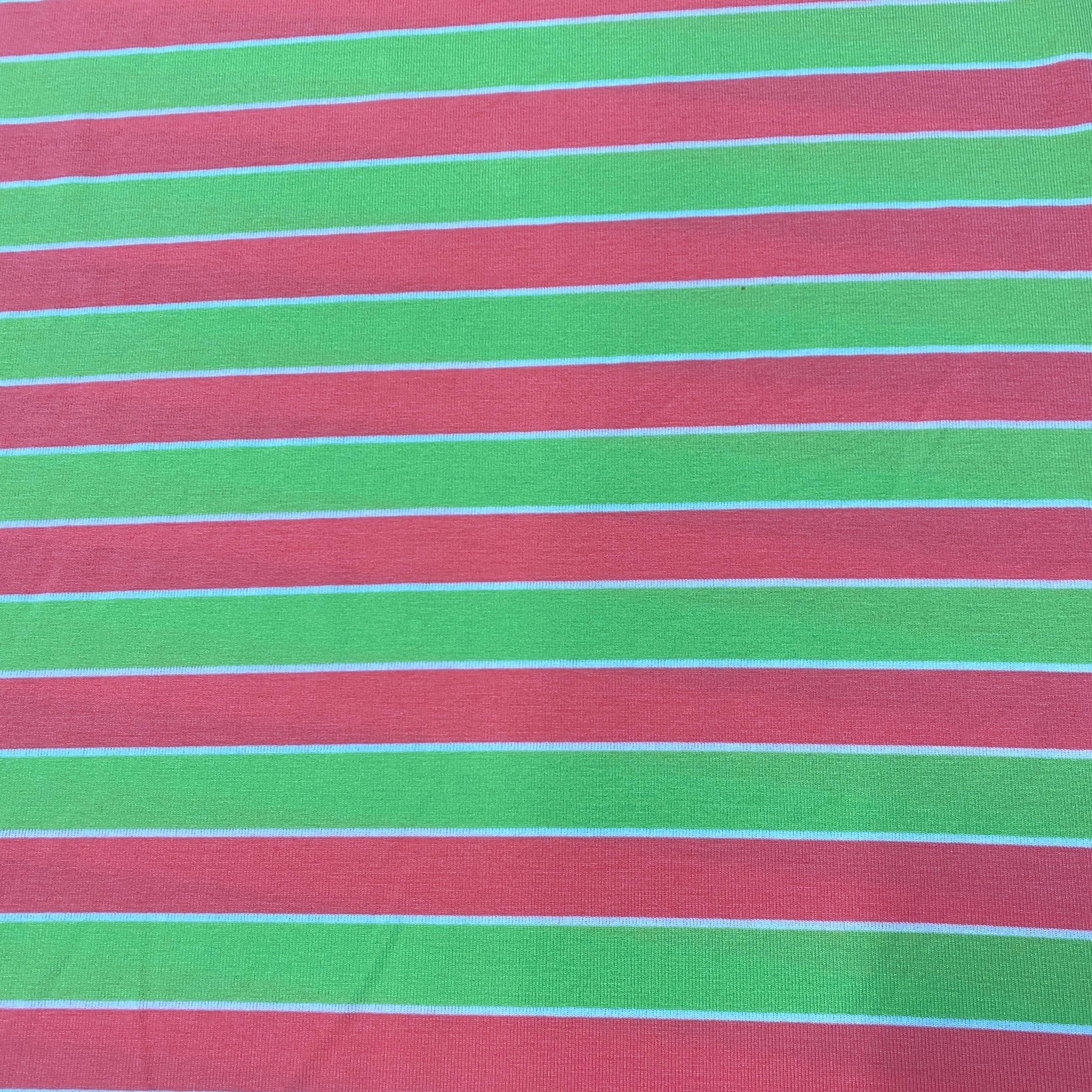 Orange and Lime 1" Stripes on Cotton/Spandex Jersey Fabric - Nature's Fabrics