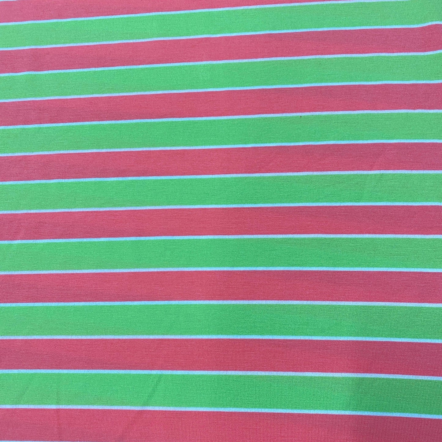 Orange and Lime 1" Stripes on Cotton/Spandex Jersey Fabric - Nature's Fabrics