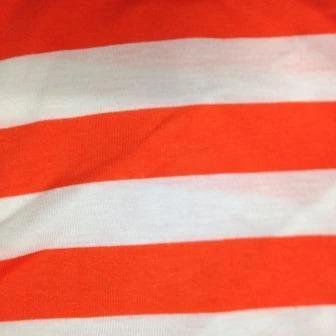 Orange and White 1 1/4" Stripes on Cotton Jersey