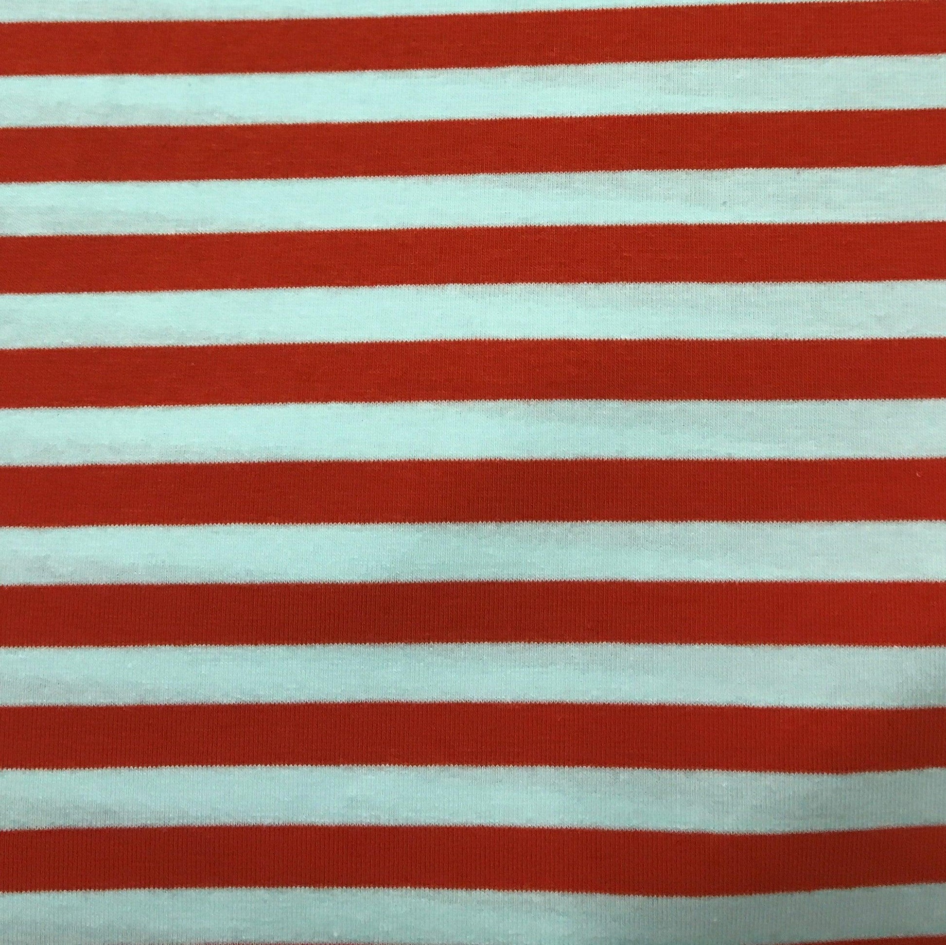 Orange and White 3/8" Stripes on Cotton/Spandex Jersey Fabric - Nature's Fabrics