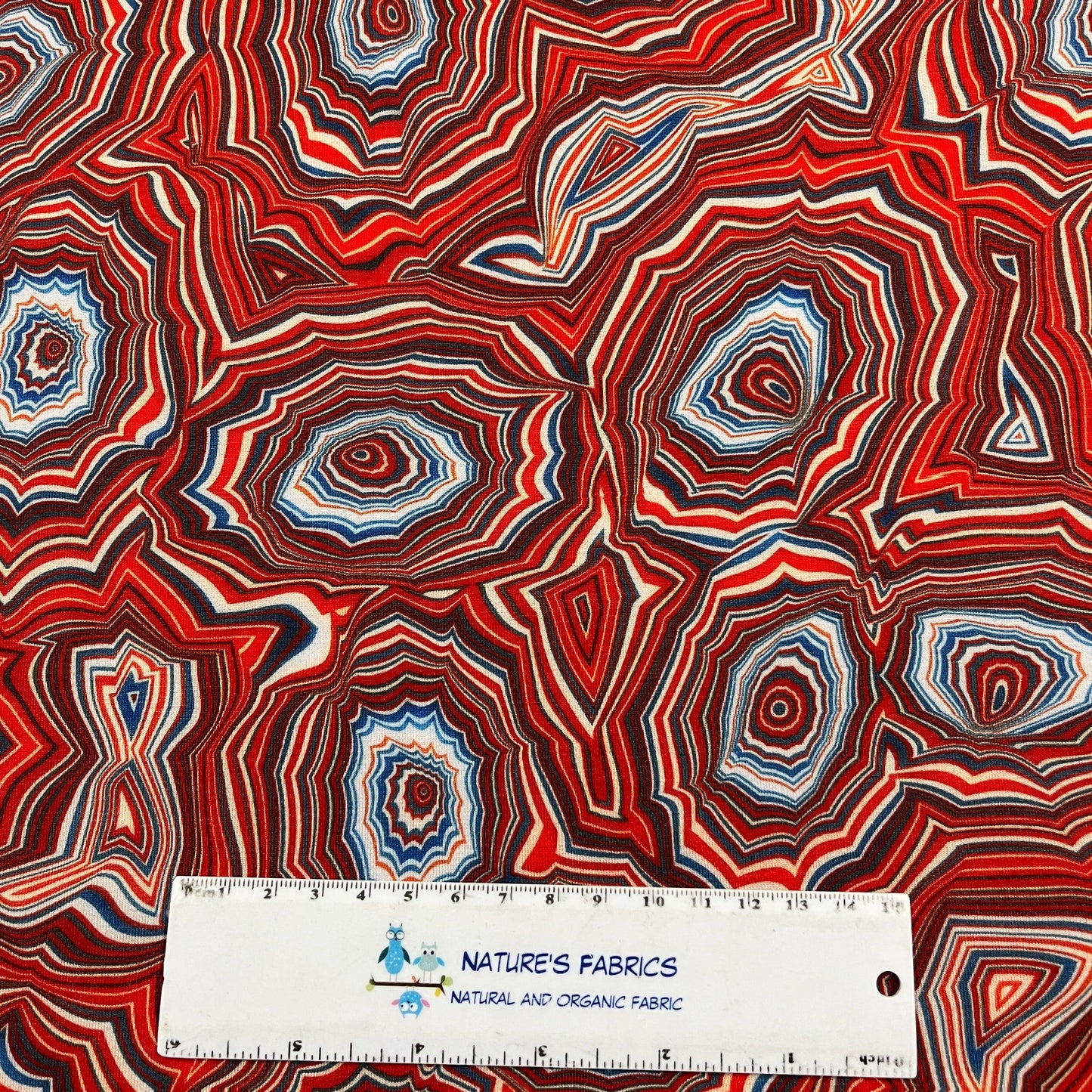 Orange Geode on Bamboo Stretch French Terry Fabric - Nature's Fabrics