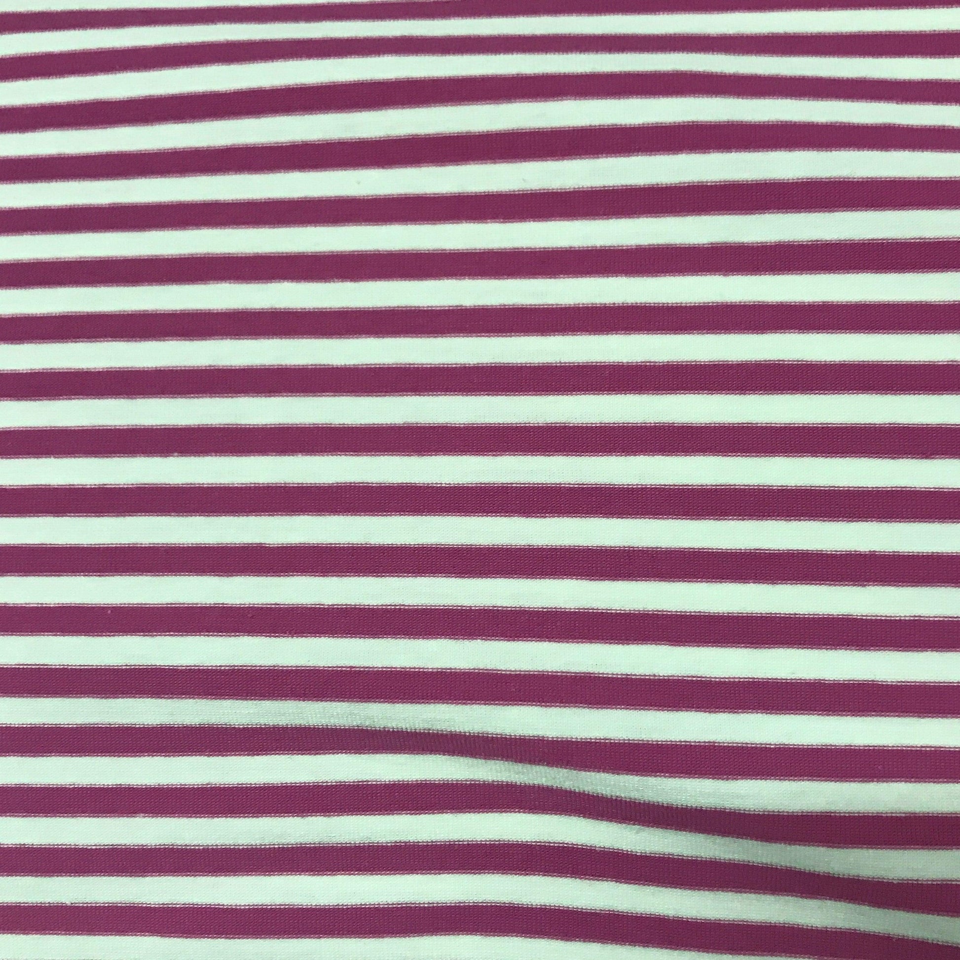 Magenta and White 1/4" Stripe on Cotton/Spandex Jersey
