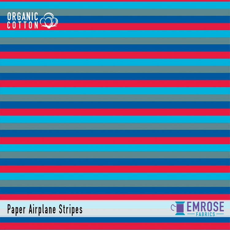 Paper Airplane Red Stripe on Organic Cotton/Spandex Jersey