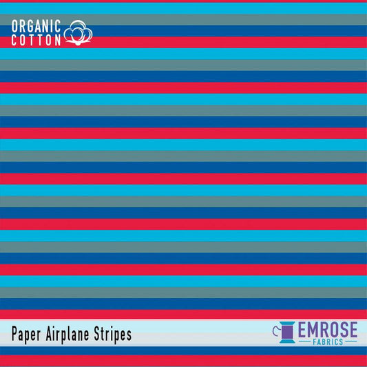 Paper Airplane Red Stripe on Organic Cotton/Spandex Jersey